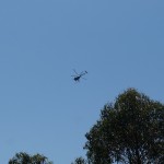 Helicopter circling over the B