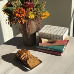 A few of my favorite cookbooks along with some pumpkin peanut butter bread